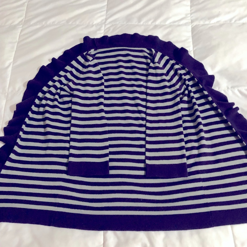 Cozy striped purple and gray up to the elbow